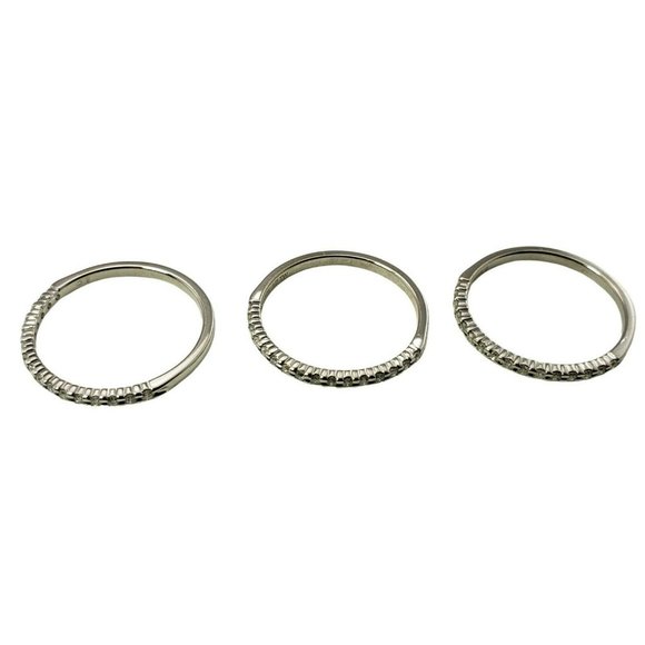 Vintage Set of Three 10 Karat White Gold Diamond Bands Ring Size 7 #11314 - Picture 3 of 7